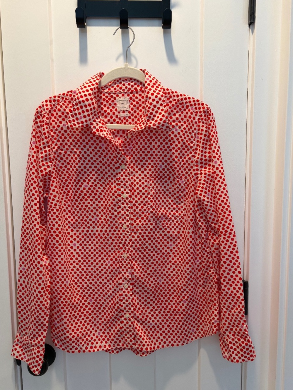 Red and Pink Polka Dot Button Up Shirt By Gap Size L